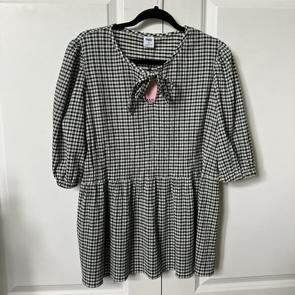 NWT Smash + Tess Valentina Puff Sleeve Top Womens M Gingham Babydoll Tunic - Picture 2 of 8